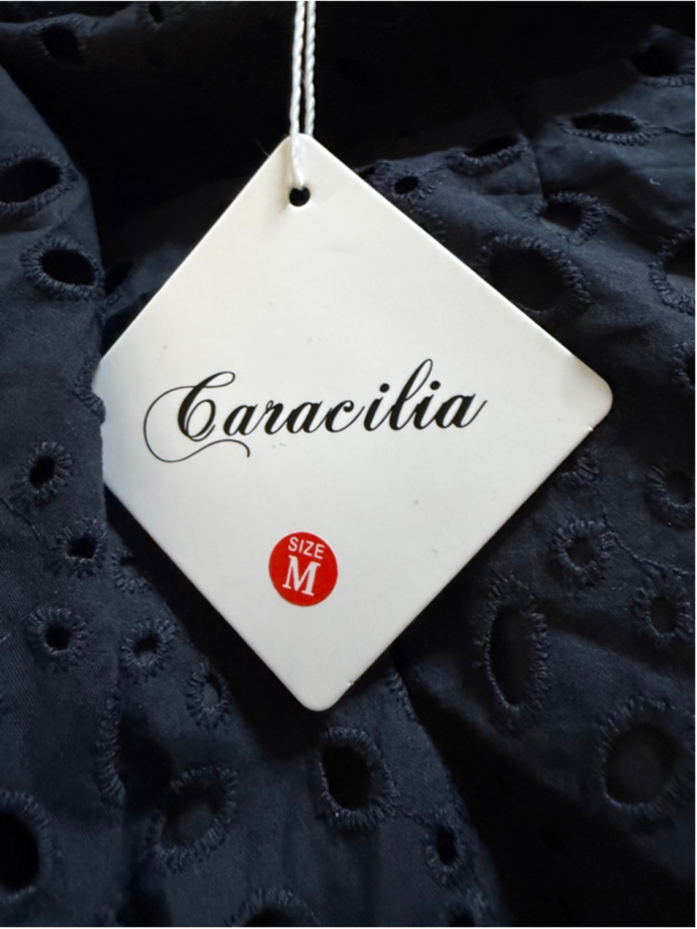 NEW Black Long Sleeve Eyelet Dress M - Picture 4 of 6